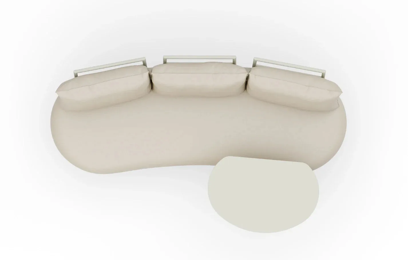 Kiki Beige 3-Seater Curved Garden Sofa and Coffee Table