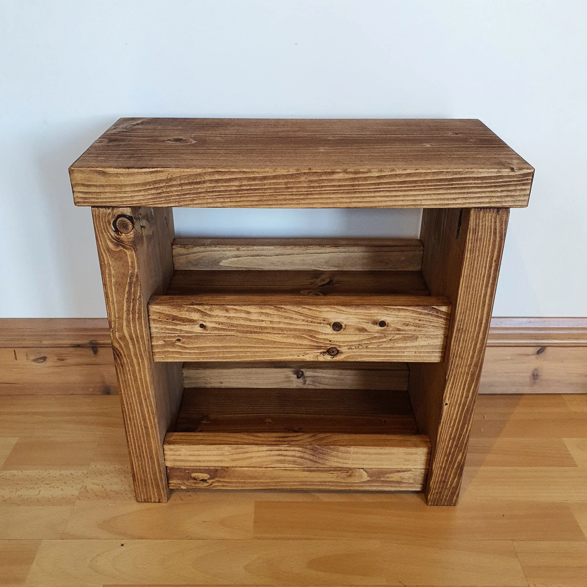 Solid Wood Rustic Coffee Table with Shelf