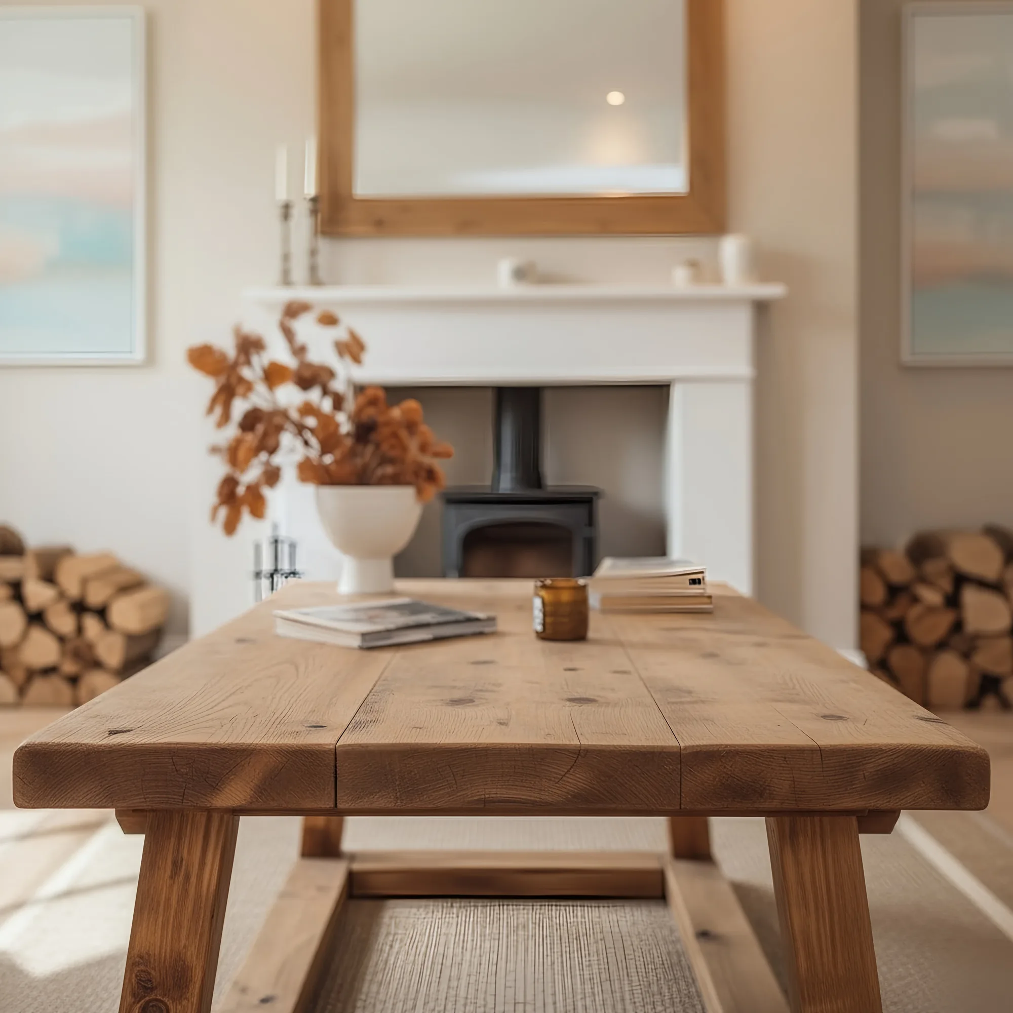 COAV Rustic Wooden Coffee Table