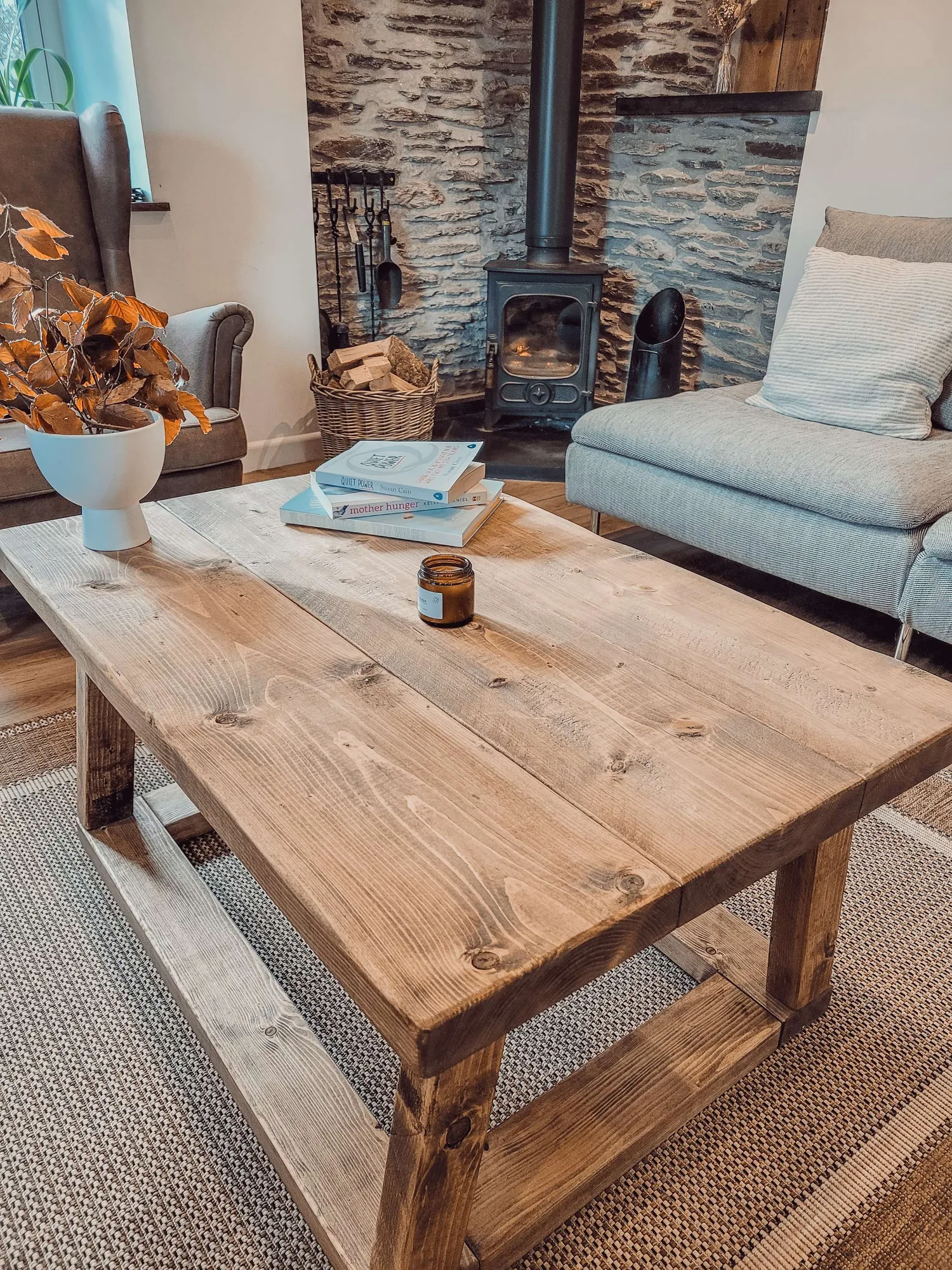 COAV Rustic Wooden Coffee Table