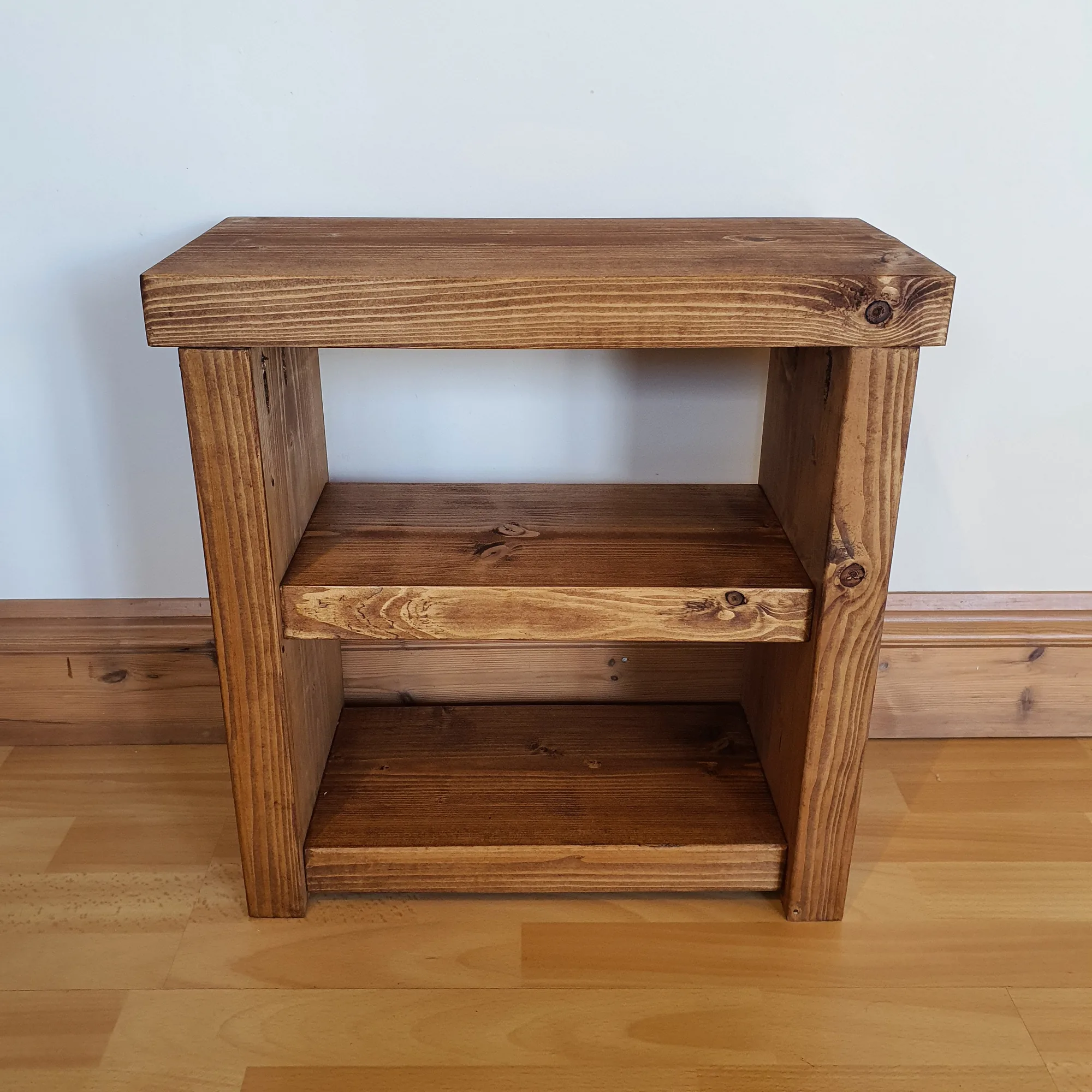 Solid Wood Rustic Coffee Table with Shelf