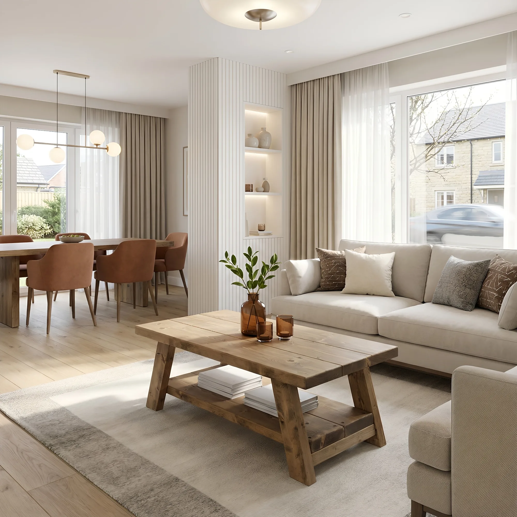 OSSO Rustic Wooden Coffee Table With Shelf
