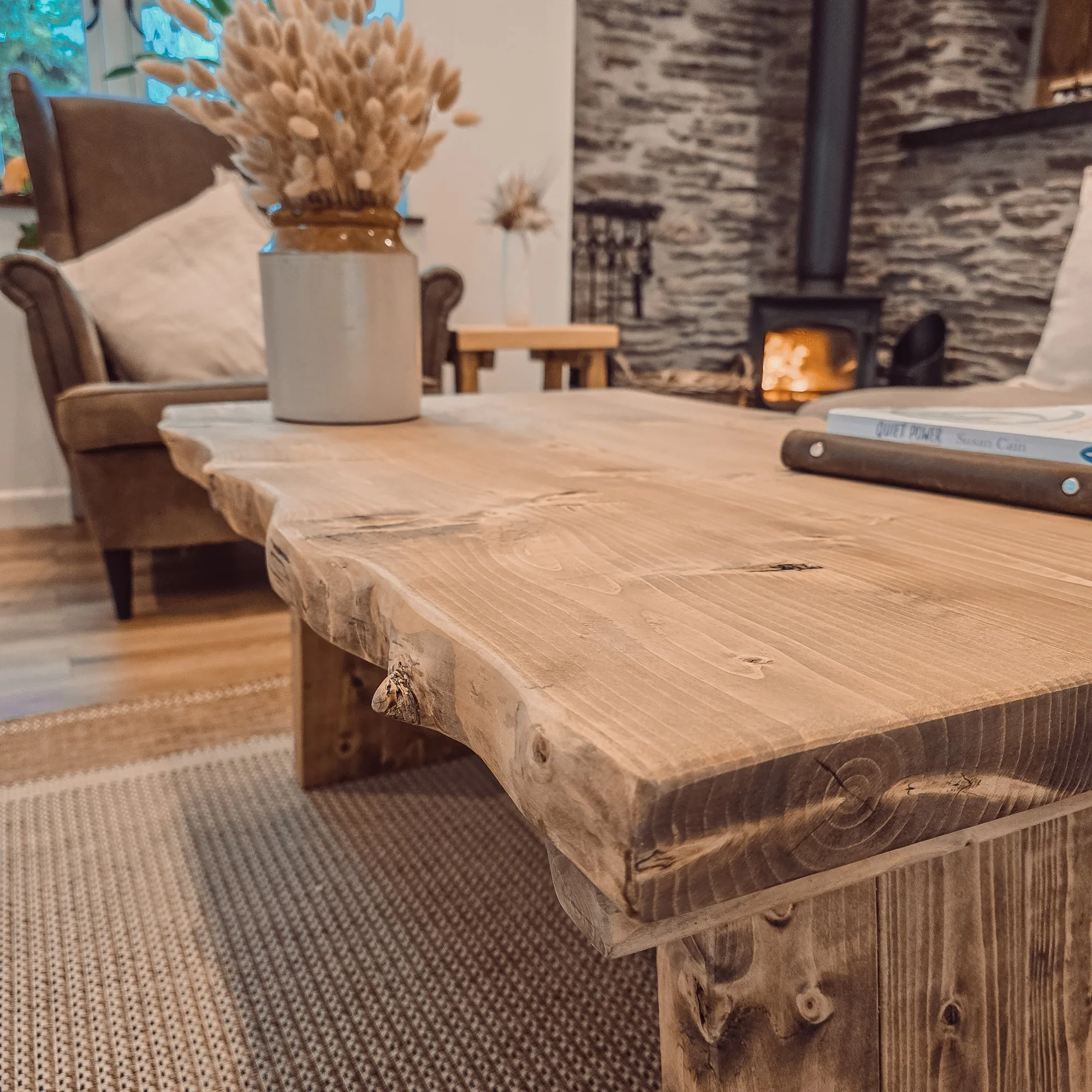 LINA Angled Legs Chunky Live / Waney Edge Coffee Table