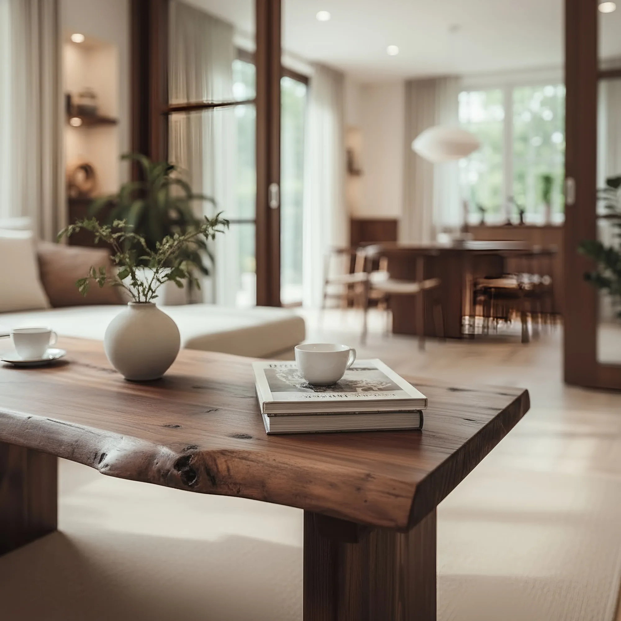 LINA Chunky Live / Waney Edge Coffee Table in Walnut Colour