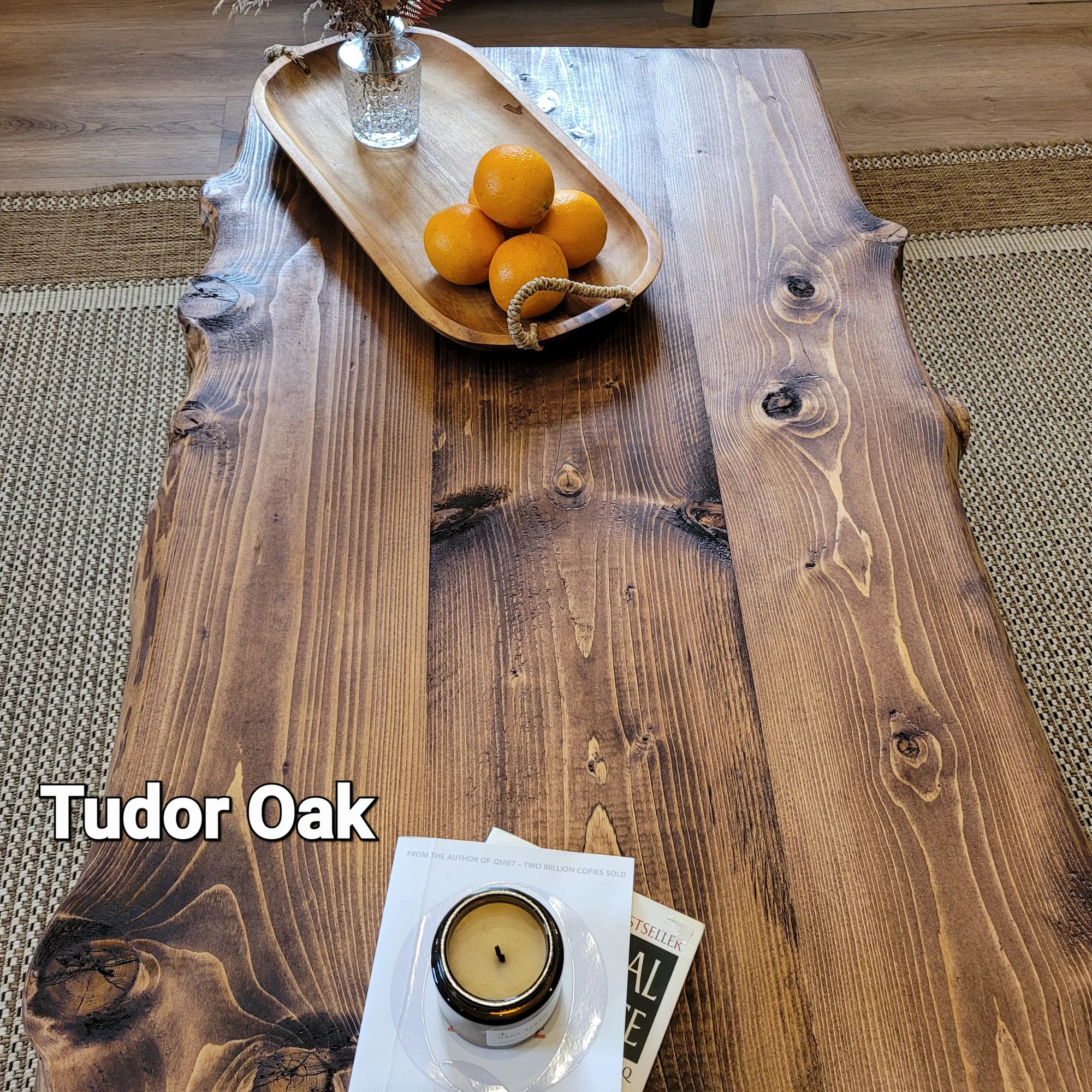 VELA Live / Waney Edge Coffee Table With Metal A Frame Legs