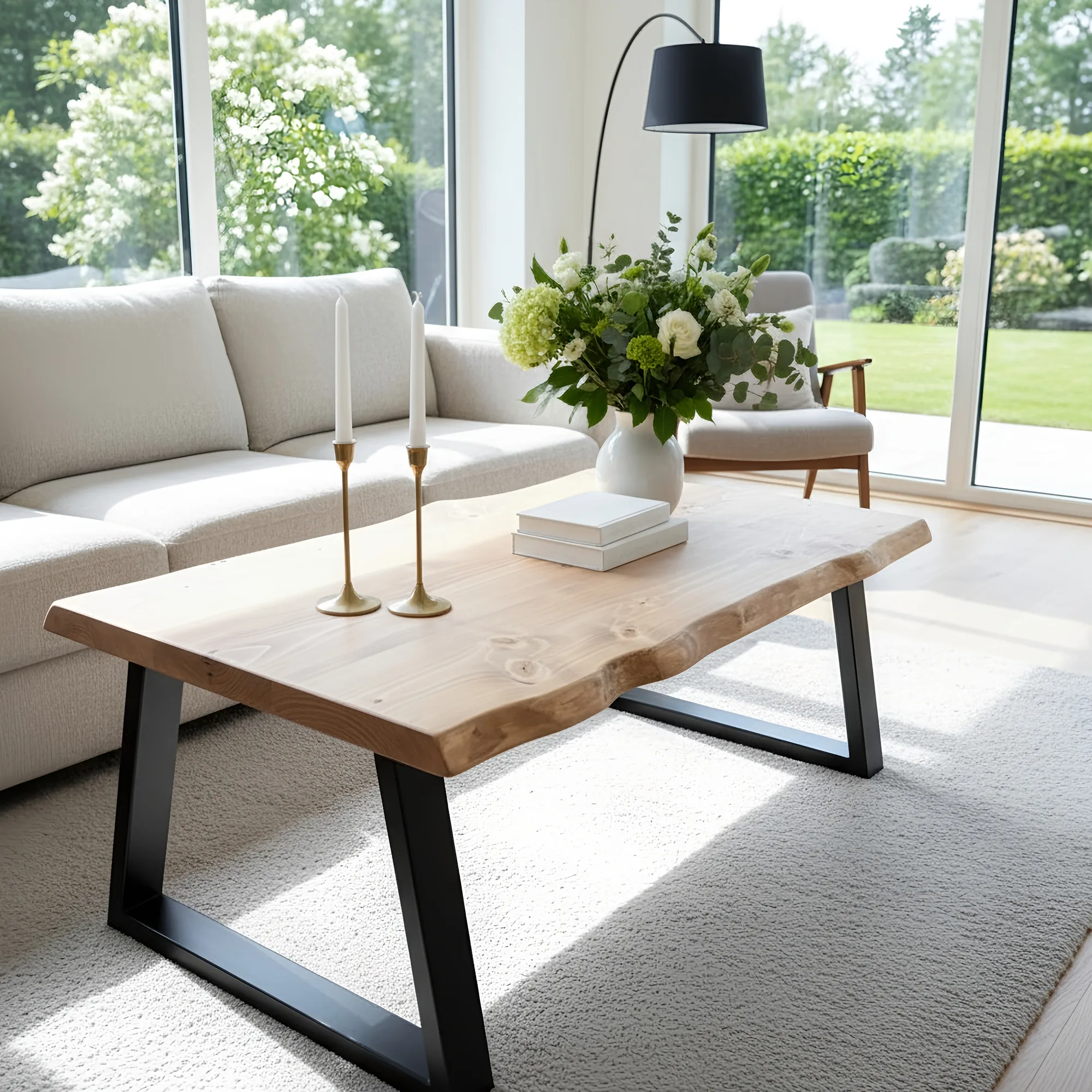 FENA Live / Waney Edge Coffee Table With Metal Trapezium Legs