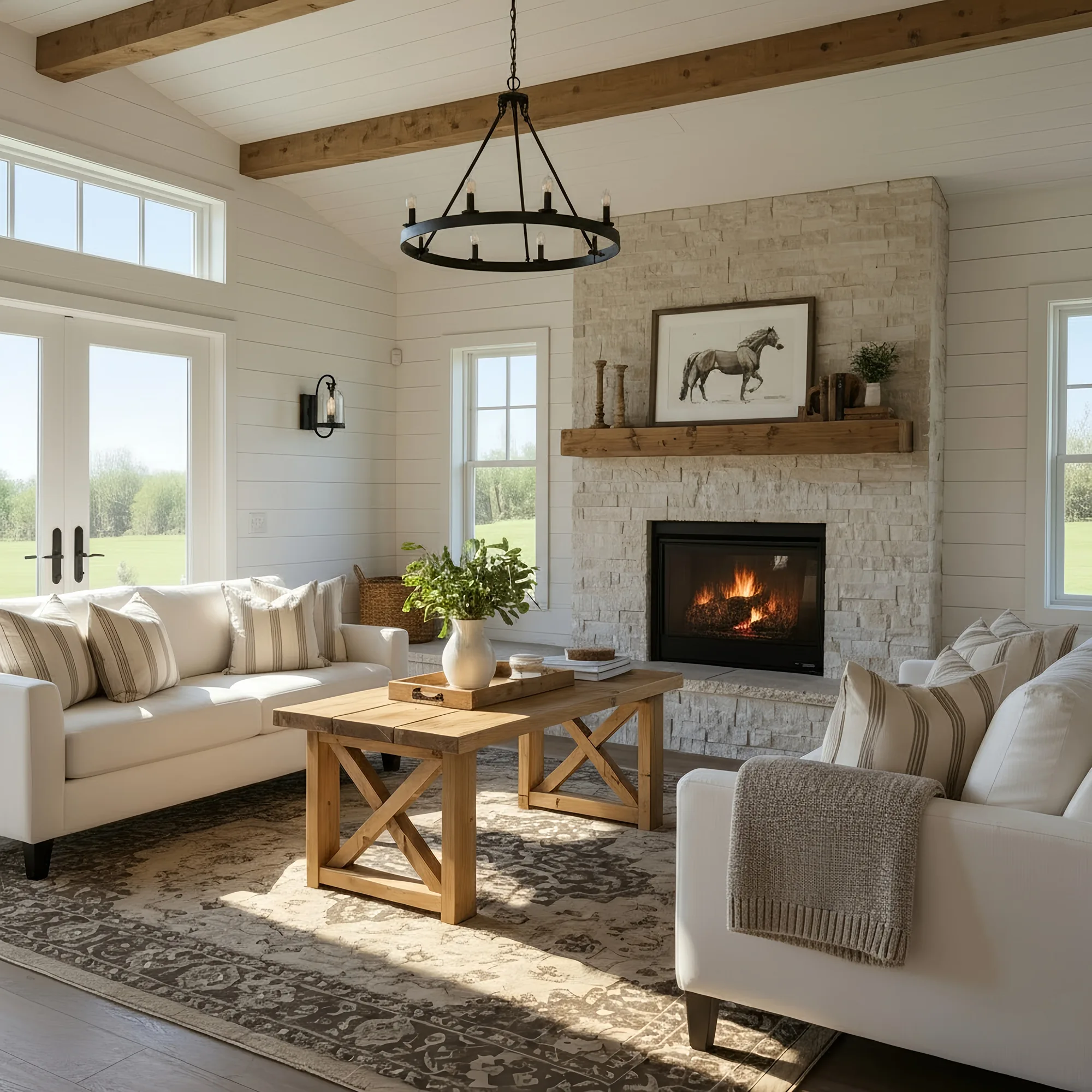 Farmhouse Coffee Table With X Legs
