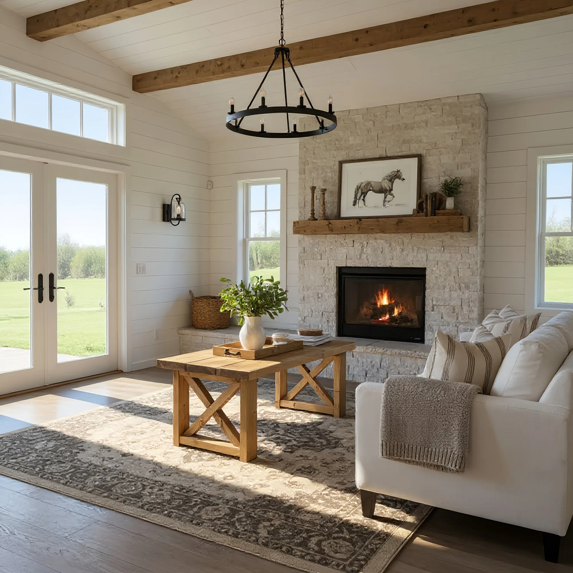 Farmhouse Coffee Table With X Legs