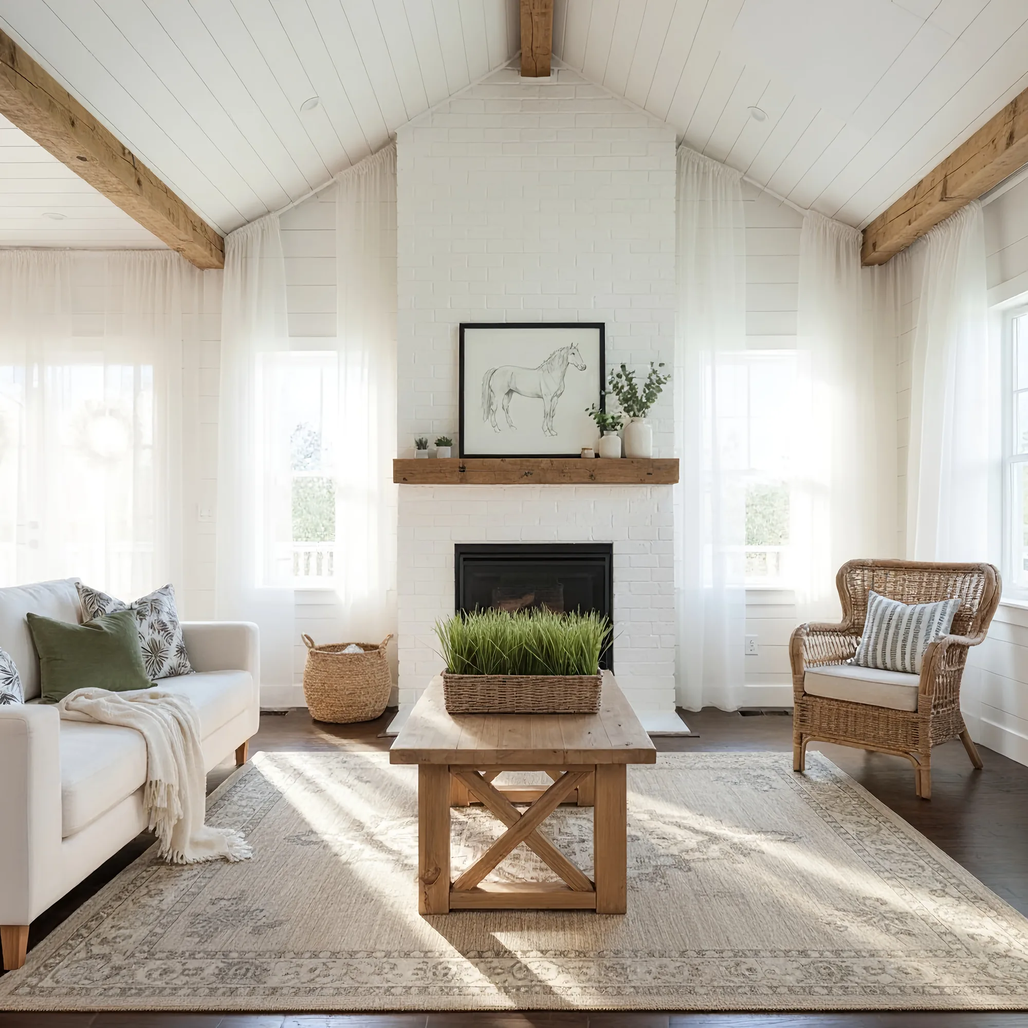 Farmhouse Coffee Table With X Legs