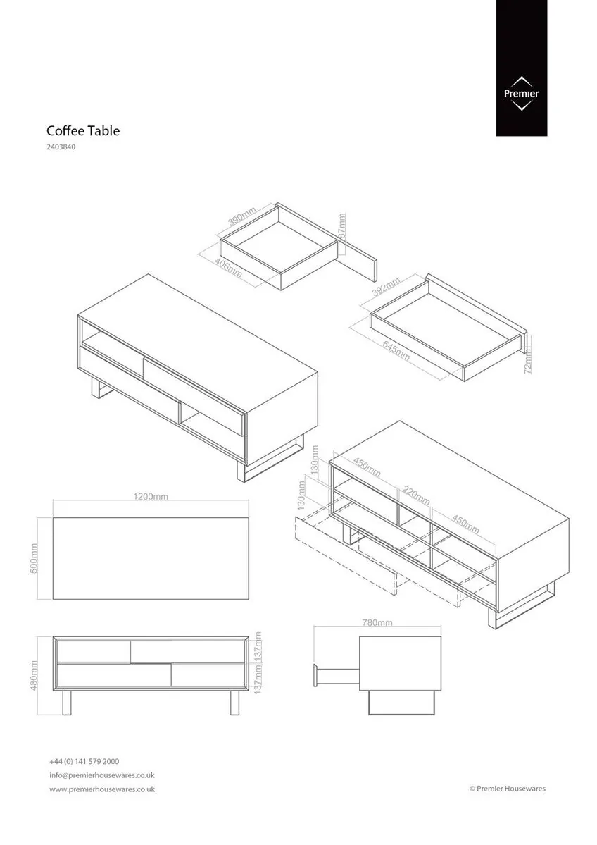 White High Gloss Coffee Table With 2 Drawers, 2 Open Shelves & White Metal Legs, Moritz