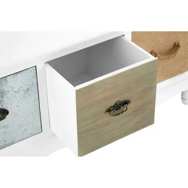 White Beach House Style Coffee Table With Three Drawers & Mixed Handle Design, Weymouth