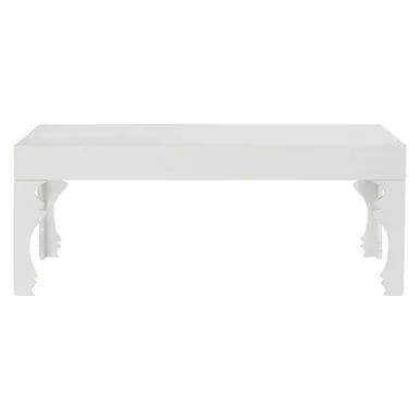 White High Gloss Wooden Coffee Table With Stately Shaped Legs, Luis