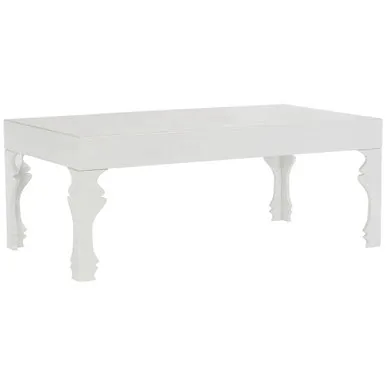 White High Gloss Wooden Coffee Table With Stately Shaped Legs, Luis