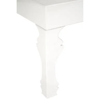 White High Gloss Wooden Coffee Table With Stately Shaped Legs, Luis