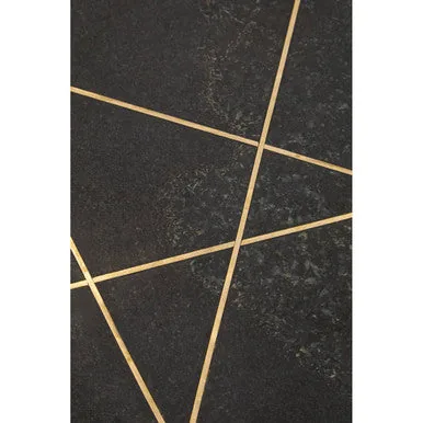 White Marble Round Top Coffee Table With Sculptural Geometric Gold Base, Rabia