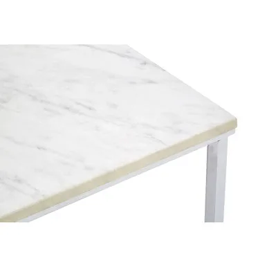 White Marble Coffee Table With Chrome Lattice Leg Design, Allure