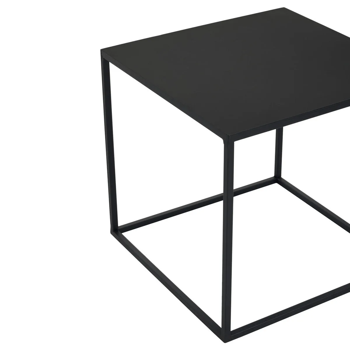 Three Piece Black & White Ombre Coffee Table Set With Slim Metal Frame, Ramus