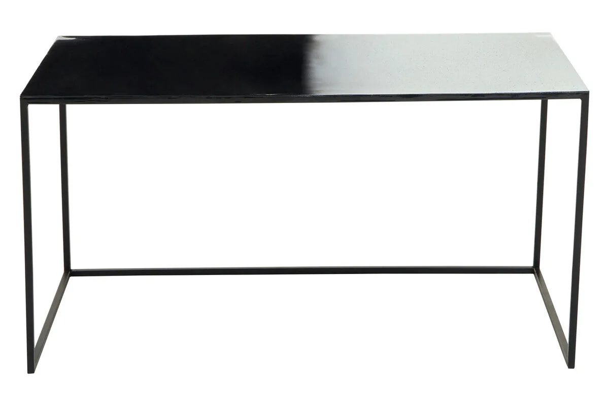 Three Piece Black & White Ombre Coffee Table Set With Slim Metal Frame, Ramus