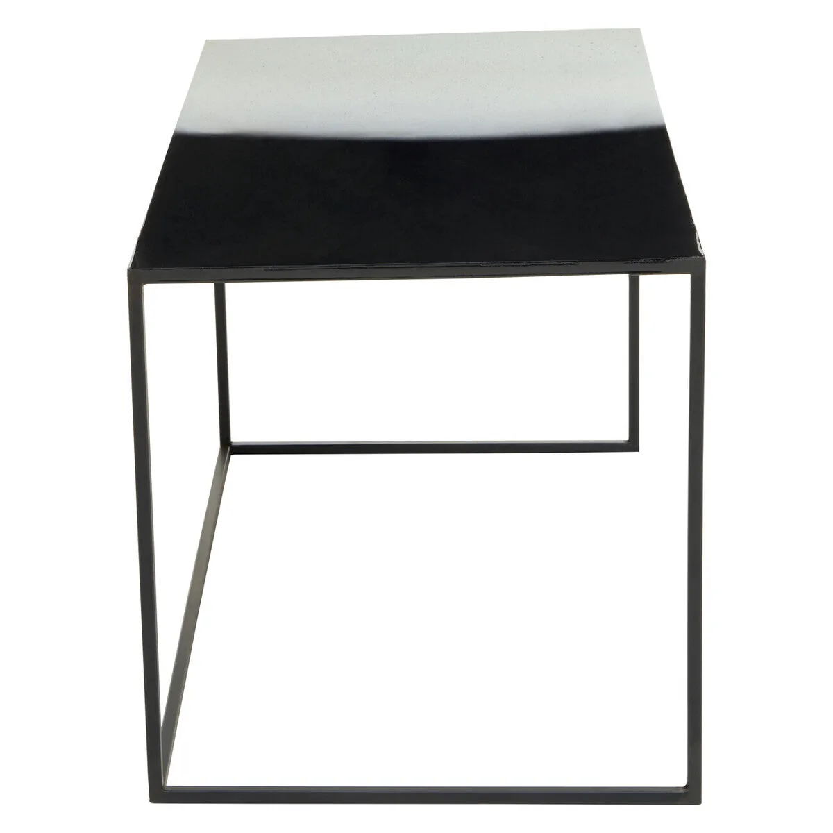 Three Piece Black & White Ombre Coffee Table Set With Slim Metal Frame, Ramus