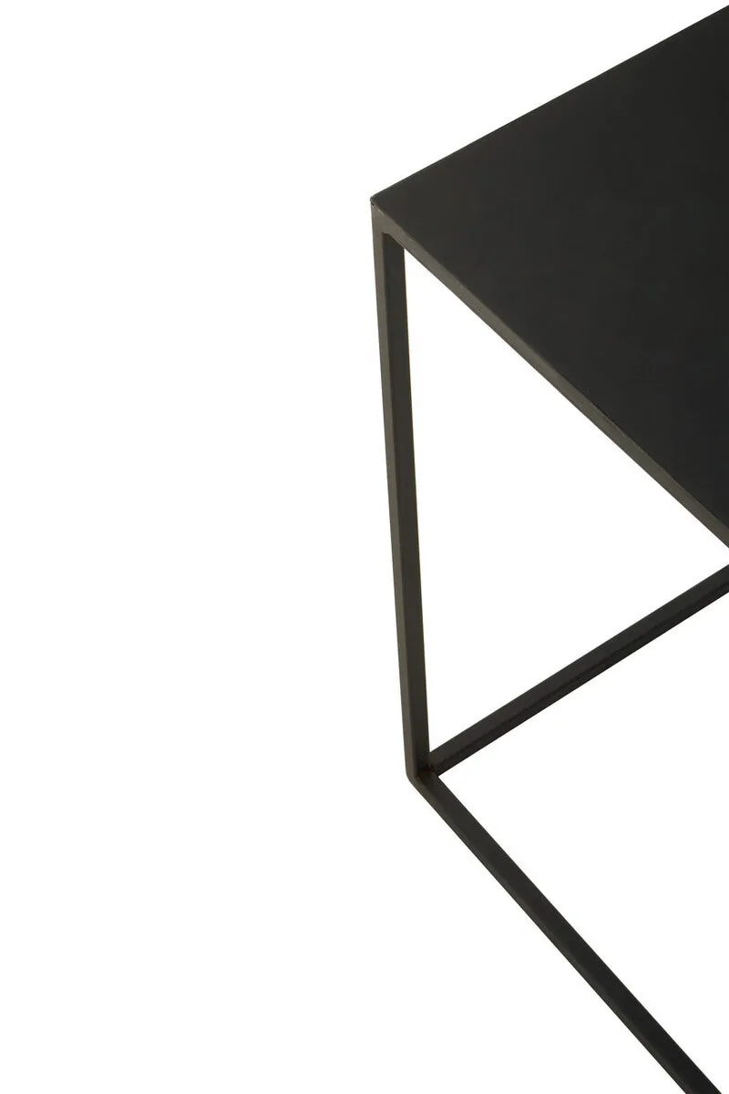 Three Piece Black & White Ombre Coffee Table Set With Slim Metal Frame, Ramus