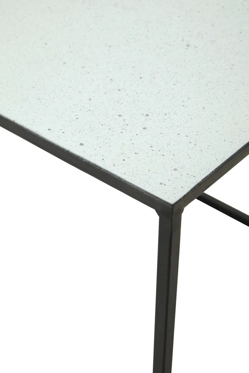Three Piece Black & White Ombre Coffee Table Set With Slim Metal Frame, Ramus