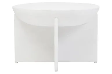 Whitewash Mango Wood Round Coffee Table With Cut-Out Pedestal Base, Walsa