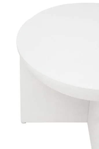 Whitewash Mango Wood Round Coffee Table With Cut-Out Pedestal Base, Walsa