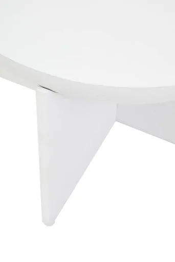 Whitewash Mango Wood Round Coffee Table With Cut-Out Pedestal Base, Walsa