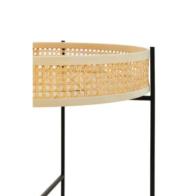 Natural Rattan Coffee Table With Black Cross Metal Base, Depok