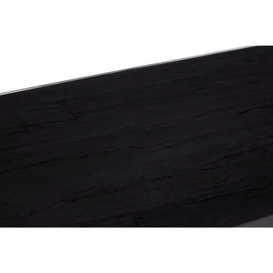 Square Black Wood & Clear Glass Top Coffee Table With Silver Cross Base, Kerala