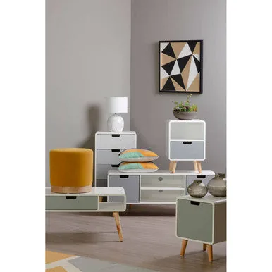 Scandinavian Style Grey White Wooden Coffee Table With Drawer & Open Shelves, Milo