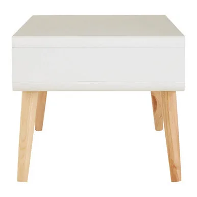 Scandinavian Style Grey White Wooden Coffee Table With Drawer & Open Shelves, Milo