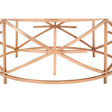 Rose Gold Stainless Steel Frame Coffee Table With Black Marble Top, Alvaro