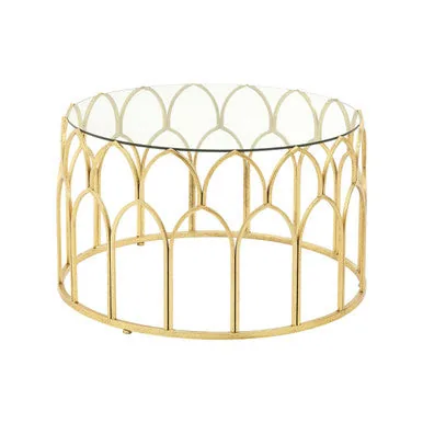 Round Glass Top & Gold Leaf Frame Coffee Table, Merlin