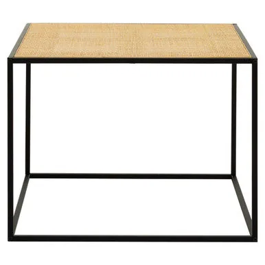 Natural Rattan Top & Black Metal Coffee Table, Depok