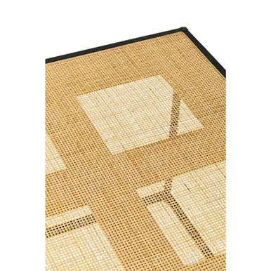 Natural Rattan Top & Black Metal Coffee Table, Depok