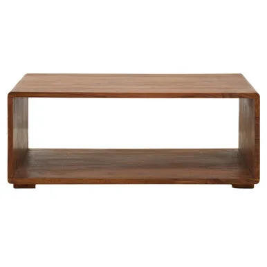 Solid Sheesham Wood Coffee Table With Open Centre & Lower Storage Shelf, Surati