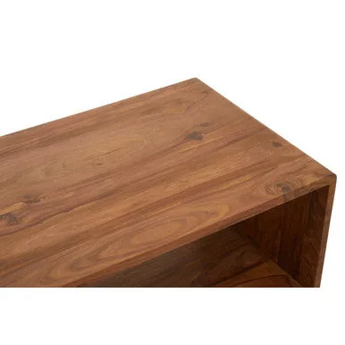 Solid Sheesham Wood Coffee Table With Open Centre & Lower Storage Shelf, Surati
