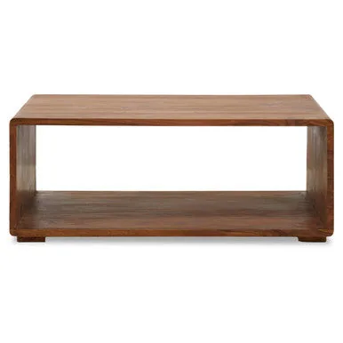Solid Sheesham Wood Coffee Table With Open Centre & Lower Storage Shelf, Surati
