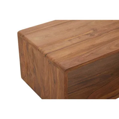 Solid Sheesham Wood Coffee Table With Open Centre & Lower Storage Shelf, Surati