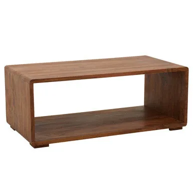 Solid Sheesham Wood Coffee Table With Open Centre & Lower Storage Shelf, Surati