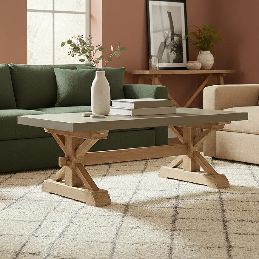 Pompeii Wooden Solid Wood Oak Contemporary Coffee Table