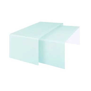Nest Of 2 Aqua Green Curved Glass Coffee Tables, Cascade
