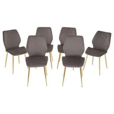 Smoked Glass Top & Slanted Legs Coffee Table With 6 Chairs Set, Wimslow