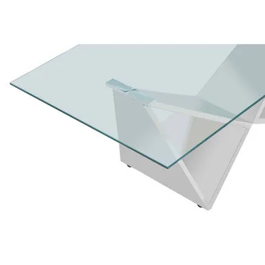 Silver Stainless Steel Wing Base Coffee Table With Clear Glass Top, Allure