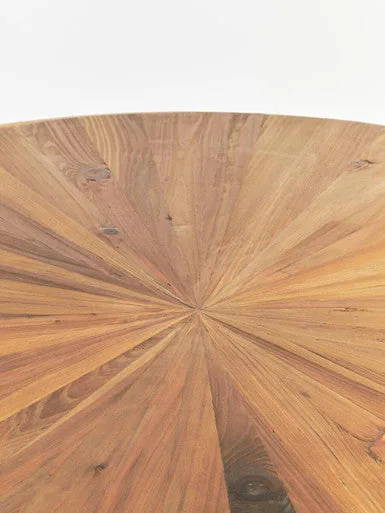 Gold Aged Fir Wood Rustic Top Coffee Table With Stainless Steel Curved Base, Jana