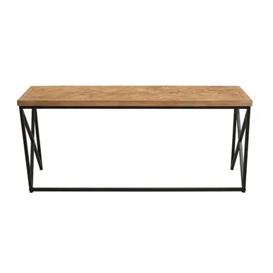 Natural Fir Wood Coffee Table With Black Metal Legs, Kickford