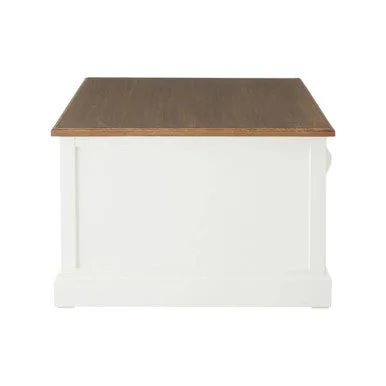 Fir Wood Veneer Top & White Wooden Coffee Table With 3 Drawers, Hardwick