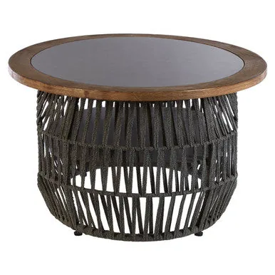 Grey Stone & Natural Wood Top Coffee Table With Rope Base, Opus