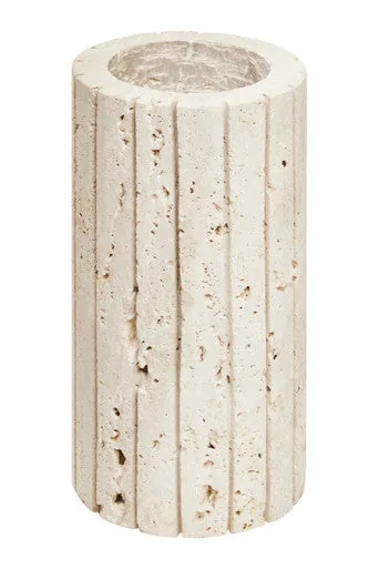 Tibor Travertine Ribbed Natural Vase